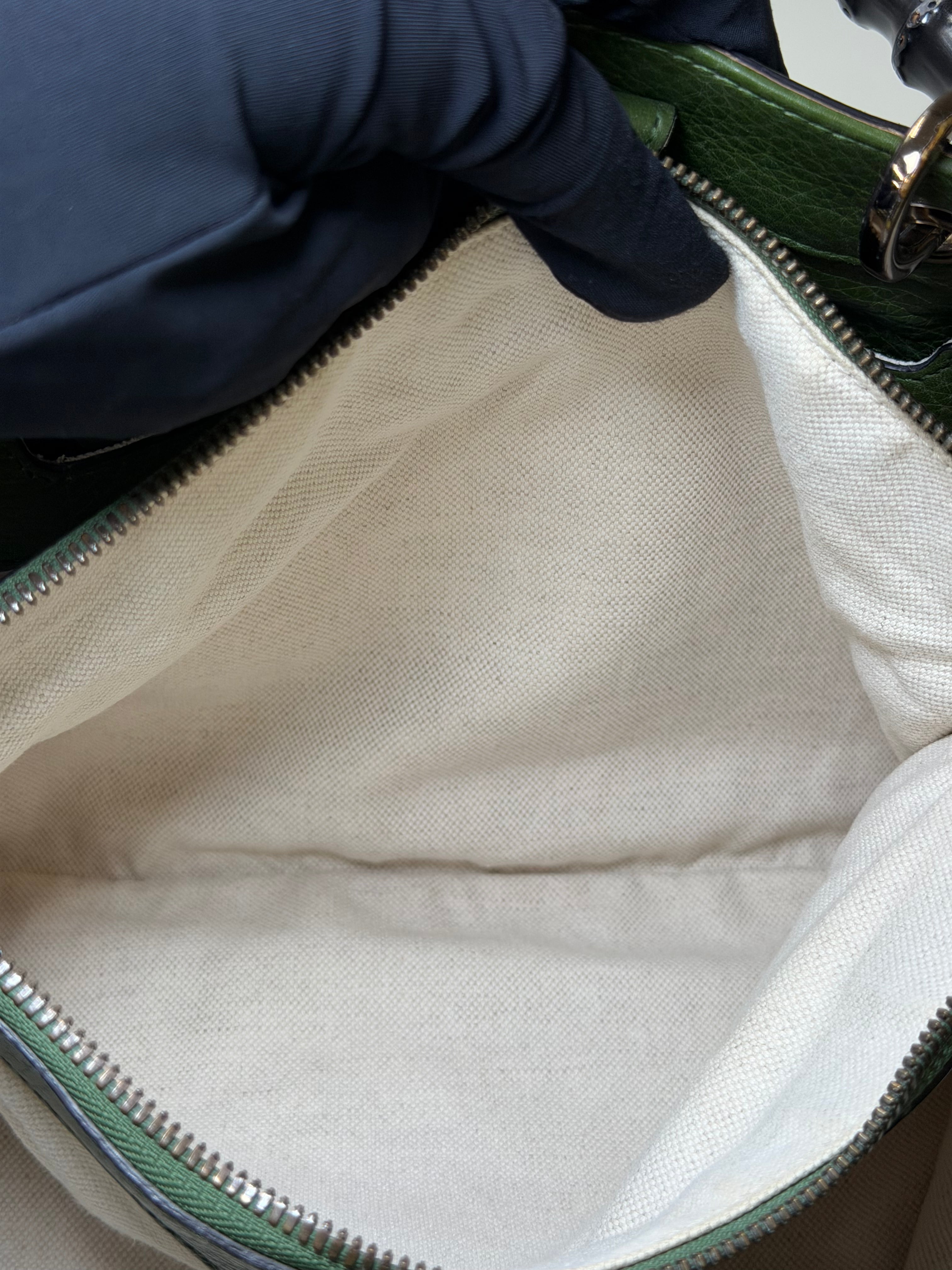 Borsa Tote Gucci Bamboo Shopper in Pelle Verde