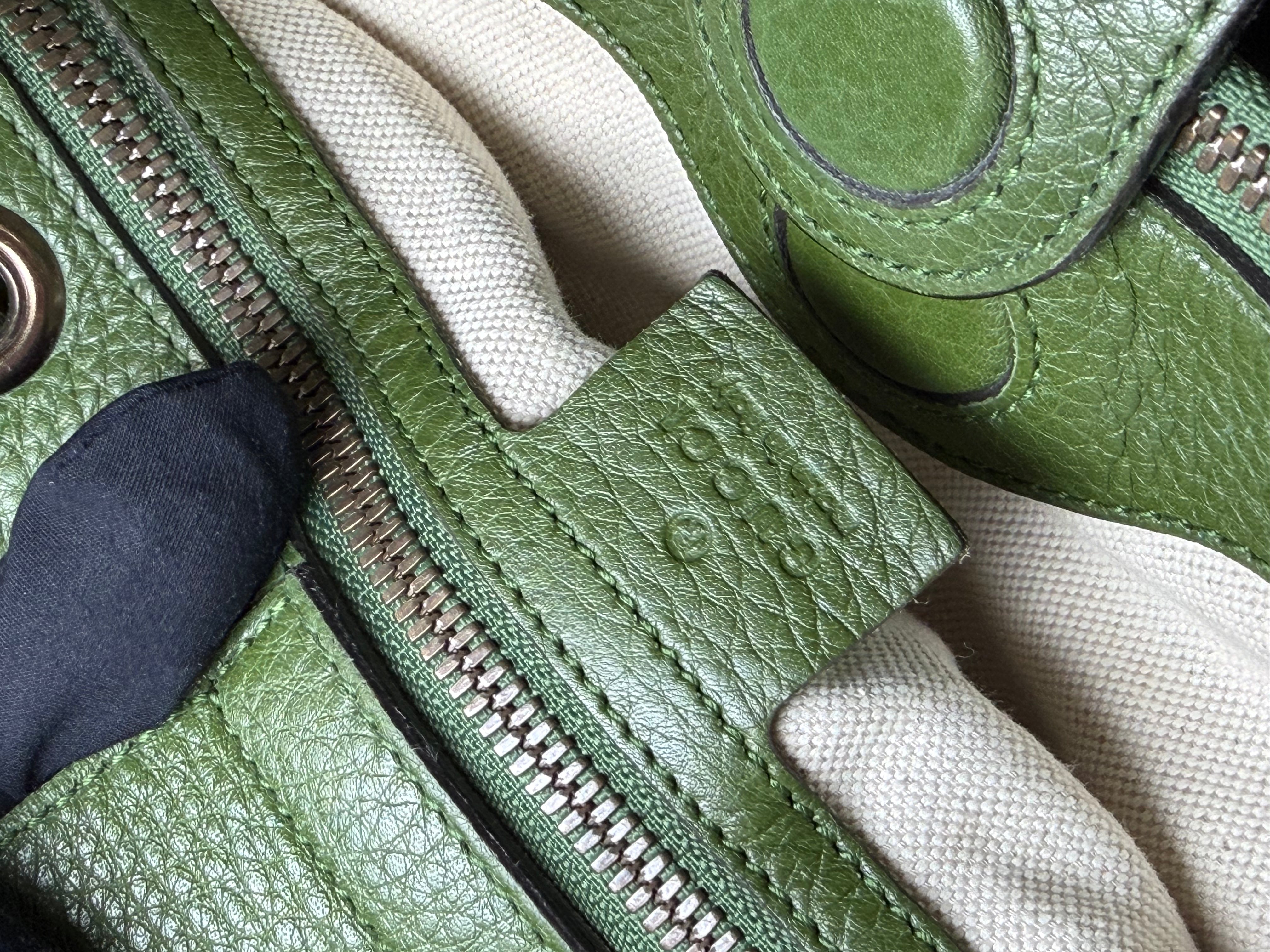 Borsa Tote Gucci Bamboo Shopper in Pelle Verde