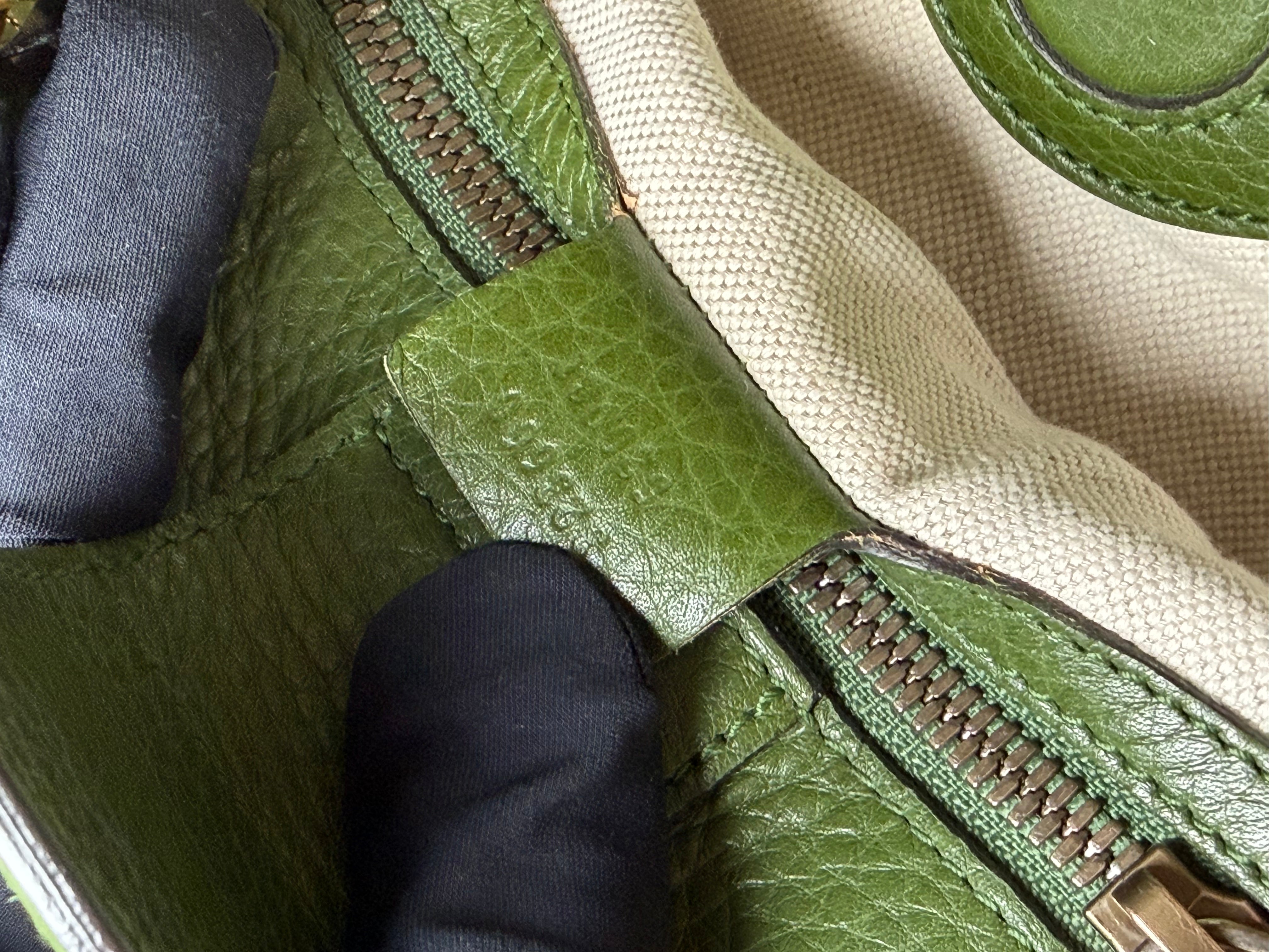Borsa Tote Gucci Bamboo Shopper in Pelle Verde