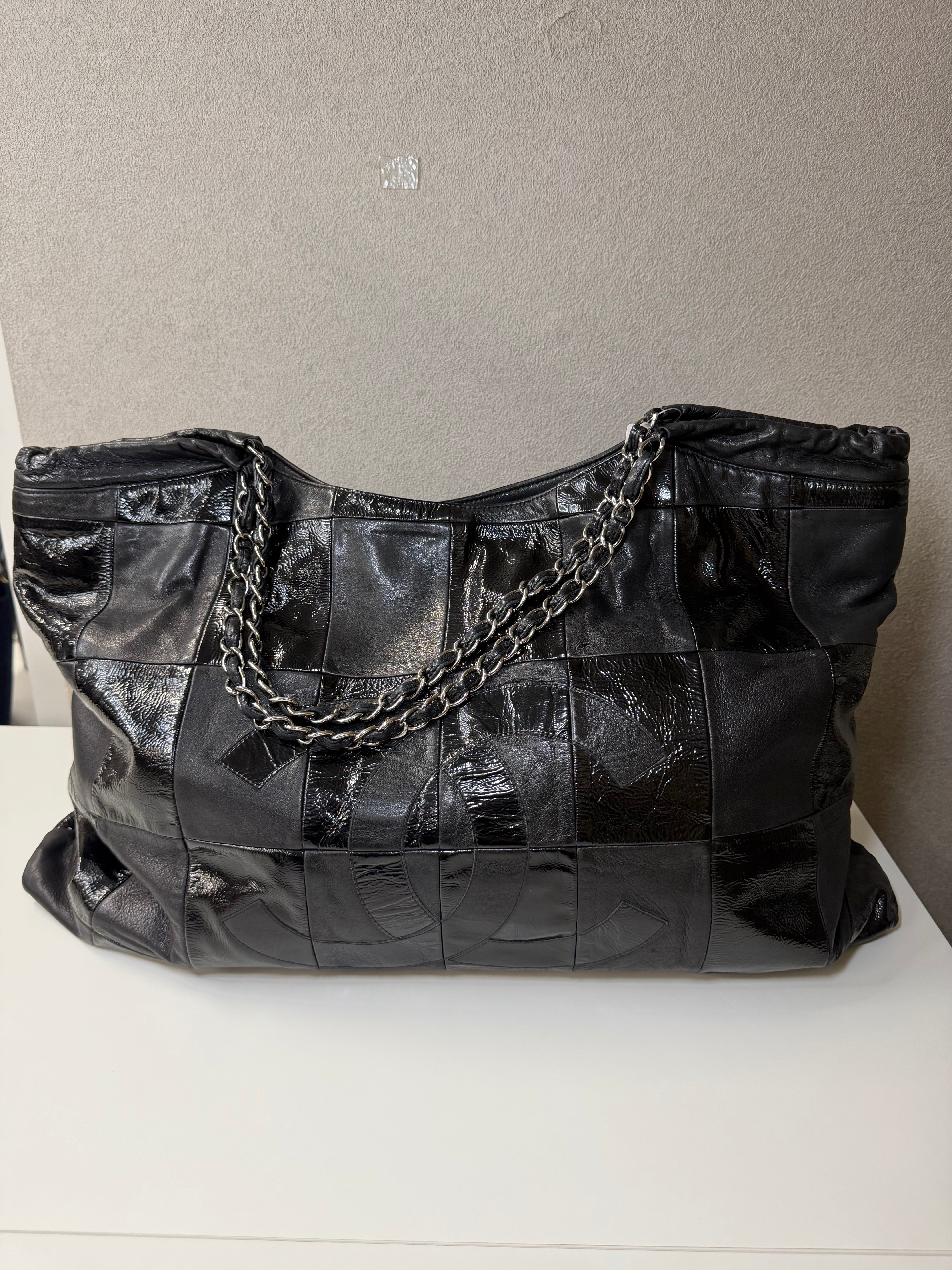 Borsa Tote Chanel Brooklyn Ligne Patchwork Large Cabas in Pelle Nera