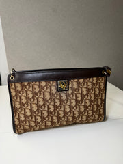 Pochette Vintage Christian Dior con Motivo Trotter con Tracolla in Pelle