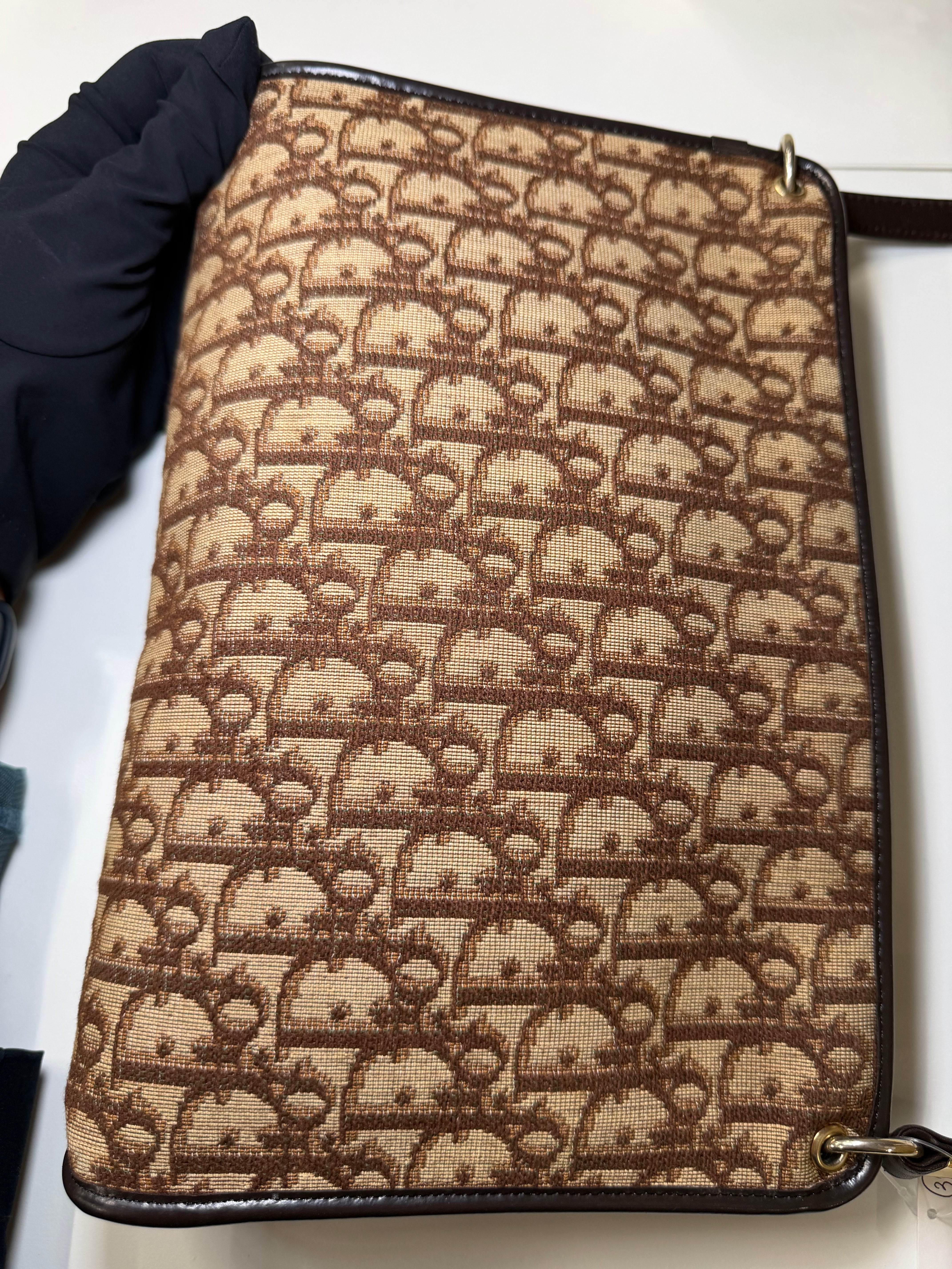 Pochette Vintage Christian Dior con Motivo Trotter con Tracolla in Pelle