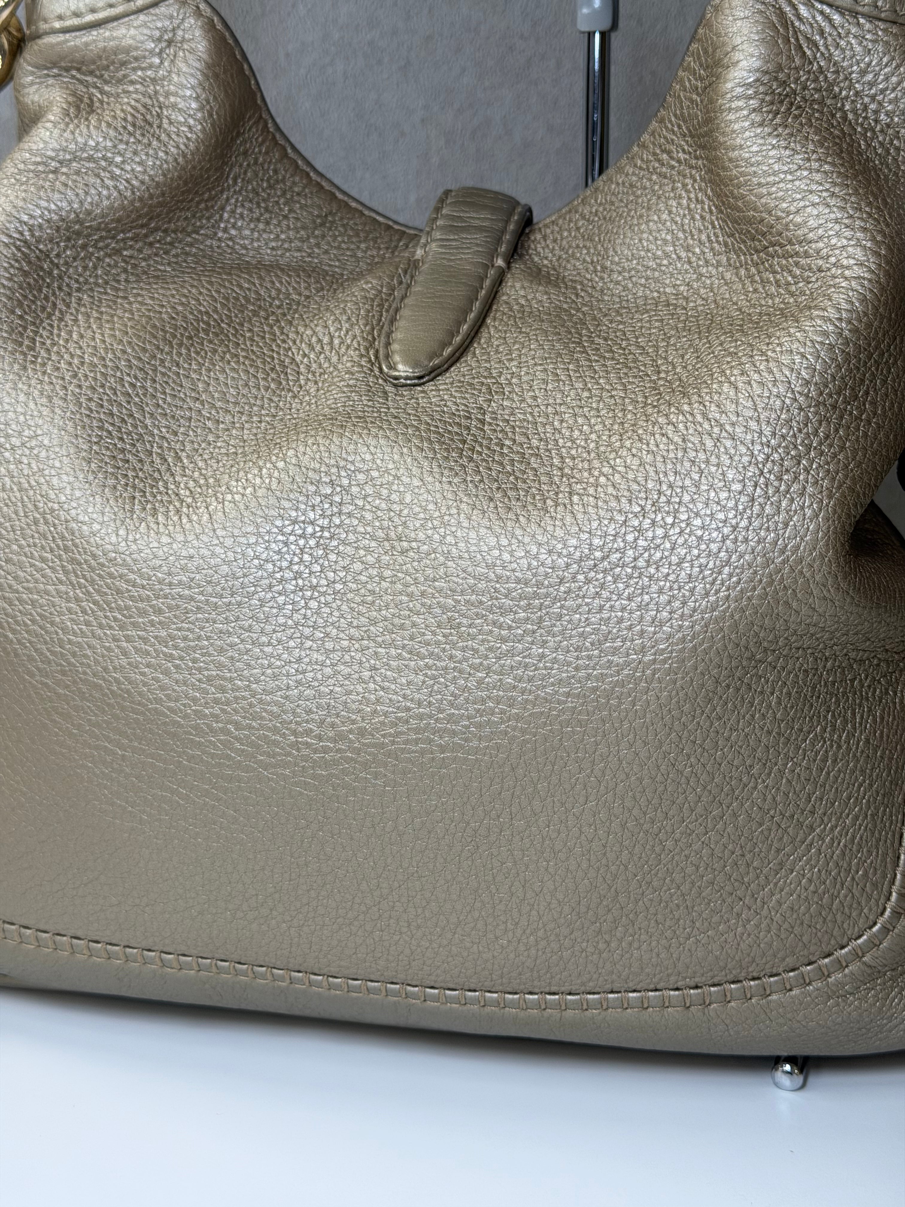 Borsa a Tracolla Gucci New Jackie in Pelle Martellata Color Oro Metallizzata