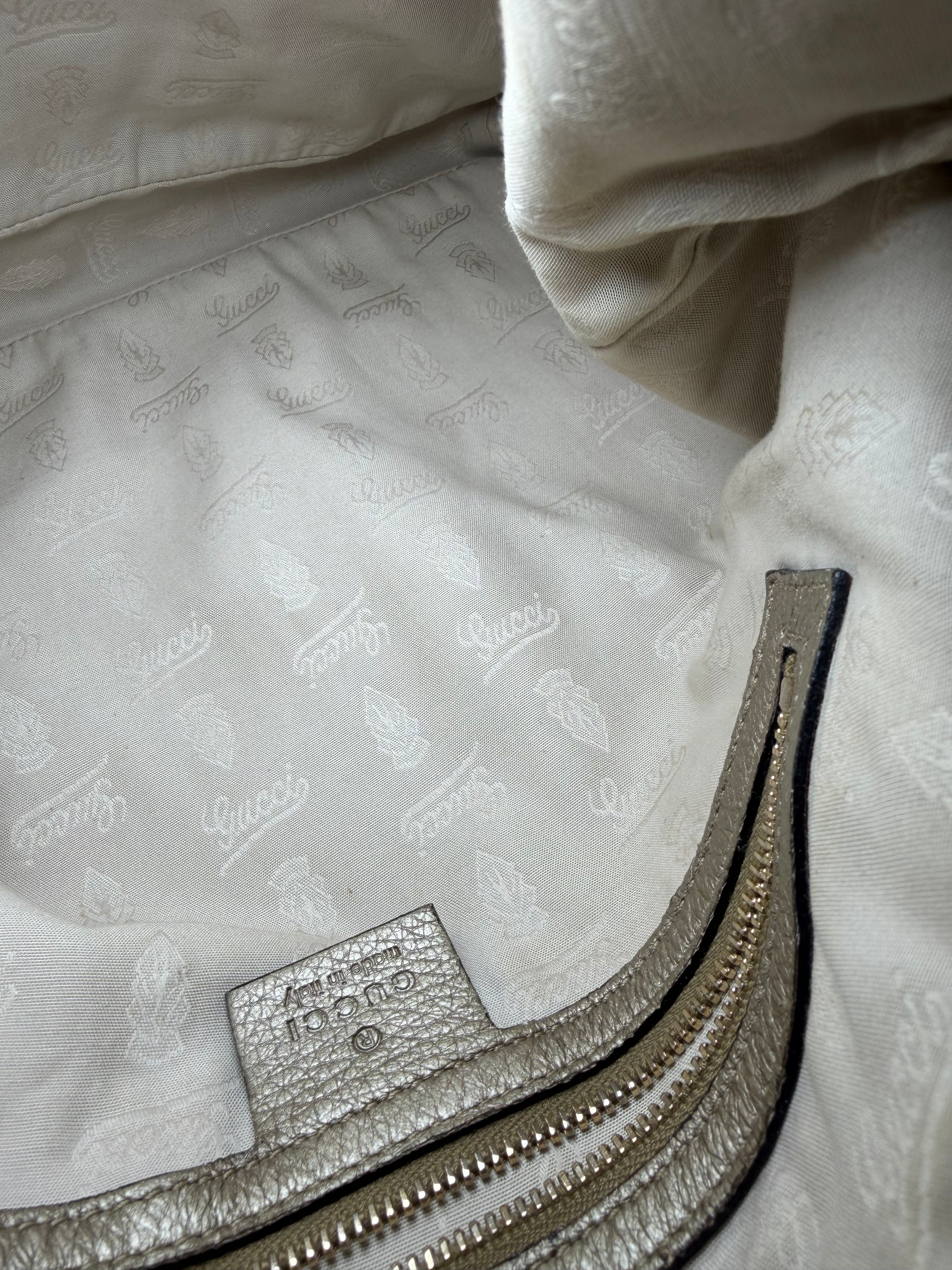 Borsa a Tracolla Gucci New Jackie in Pelle Martellata Color Oro Metallizzata
