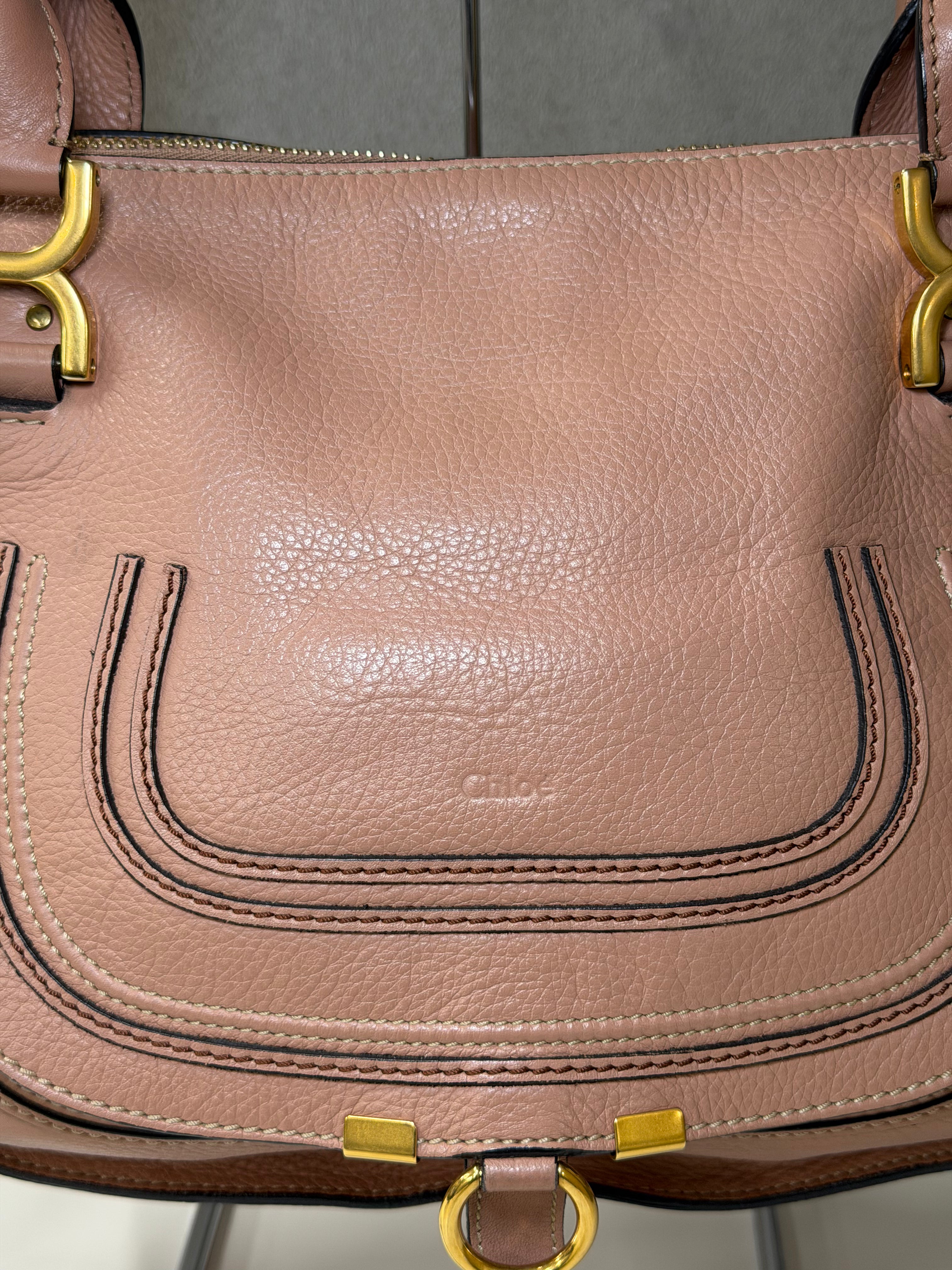 Borsa Chloé Marcie in Pelle Rosa Cipria