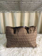 Tote Bag Vintage in Tela con Motivo Zucchino