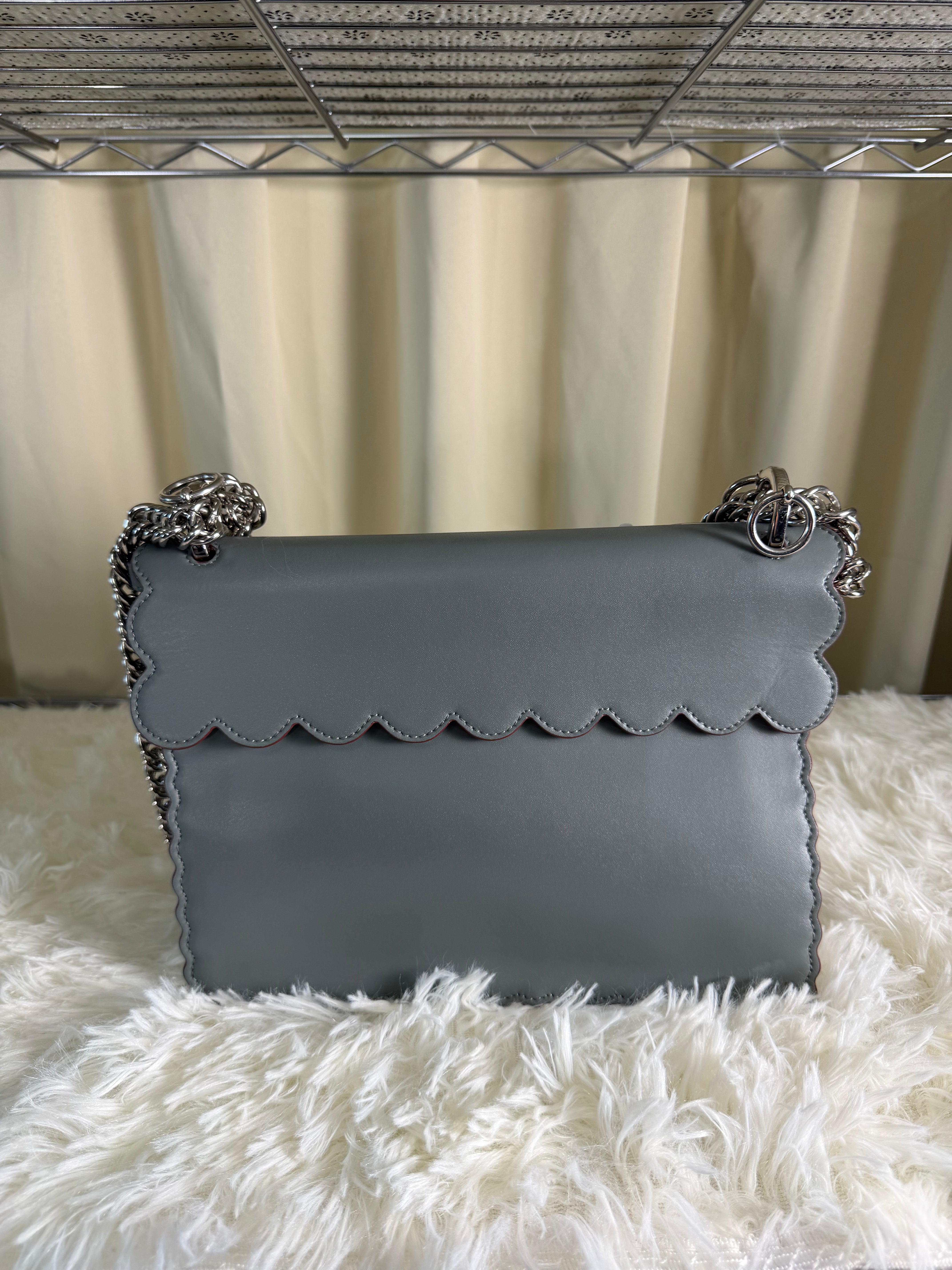 Borsa a Spalla Fendi Kan I in Pelle Grigia